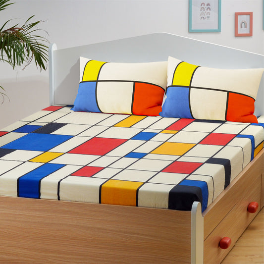 Mondrian’s Mosaic Queen Bedsheet