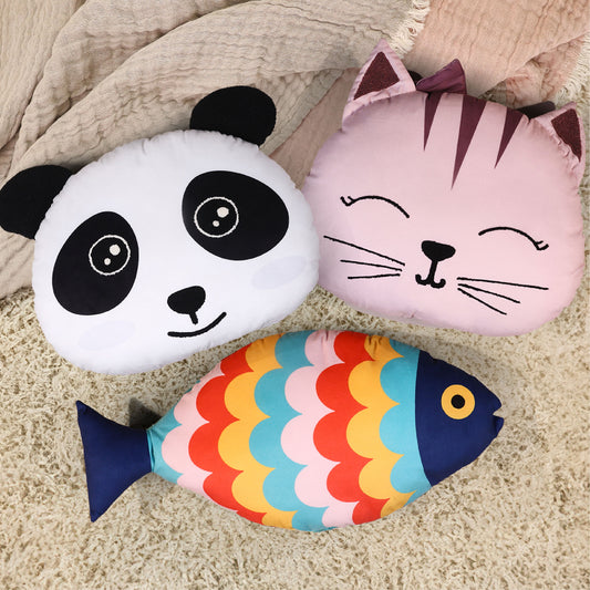 panda, fin and cat shaped pillow or cushion combo