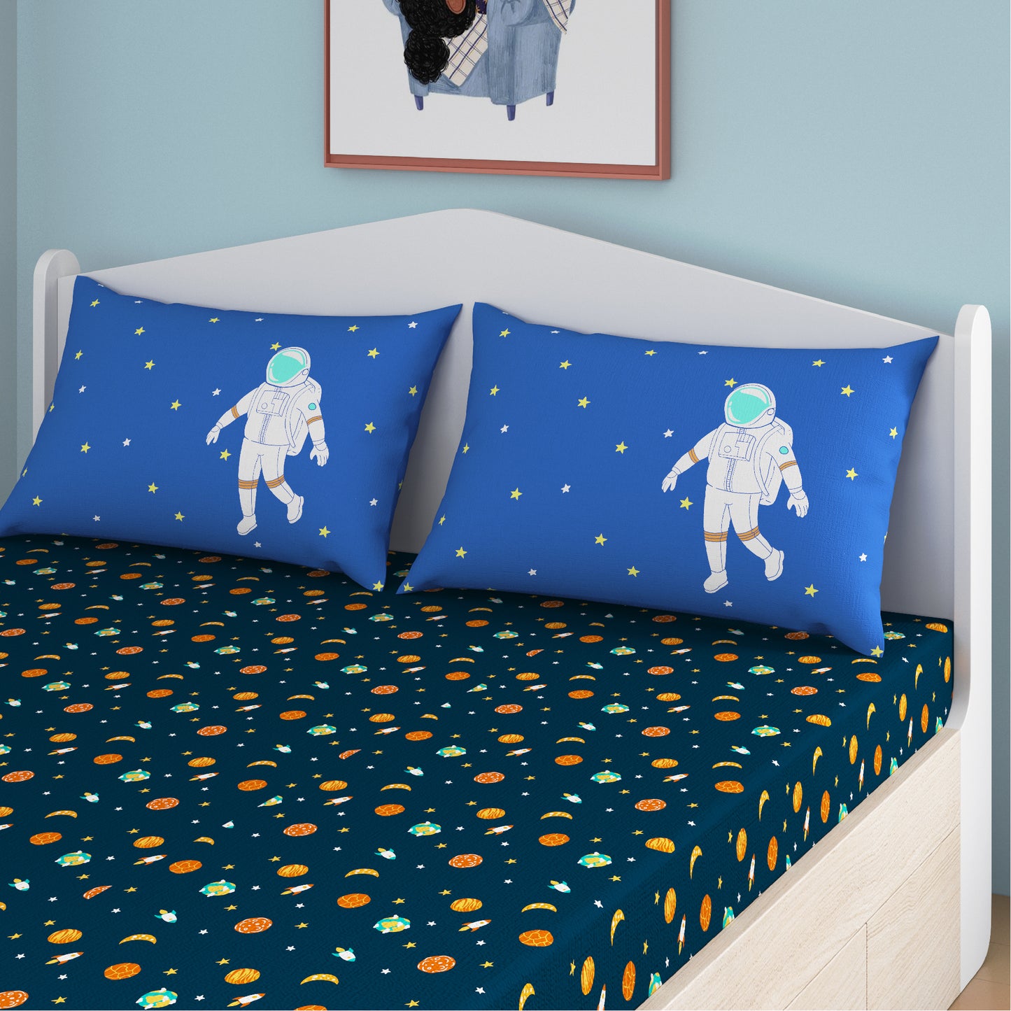 Astronuts Fitted Bedsheet, Queen Size