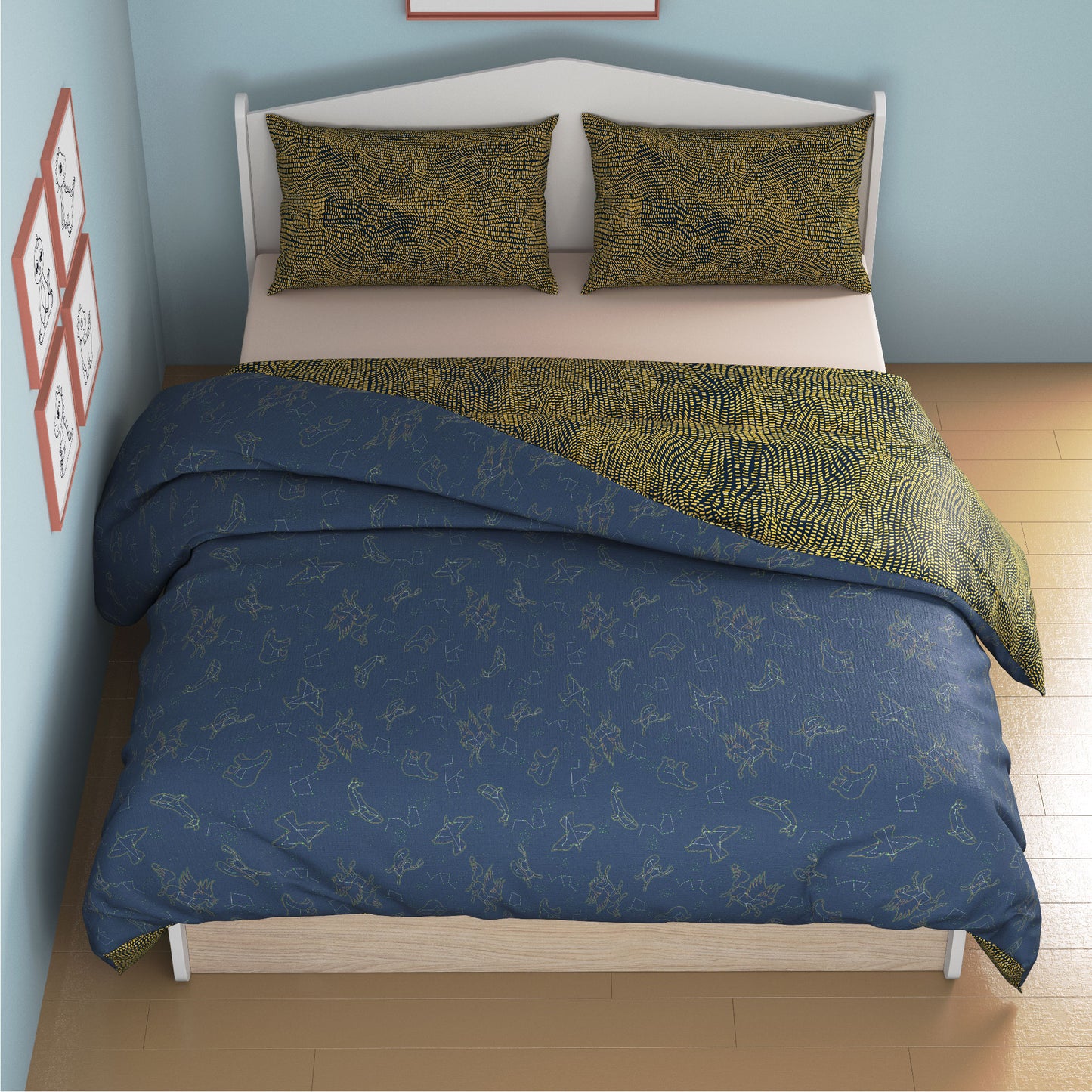 Constellation Glow Reversible Winter Comforter Queen Bed Size