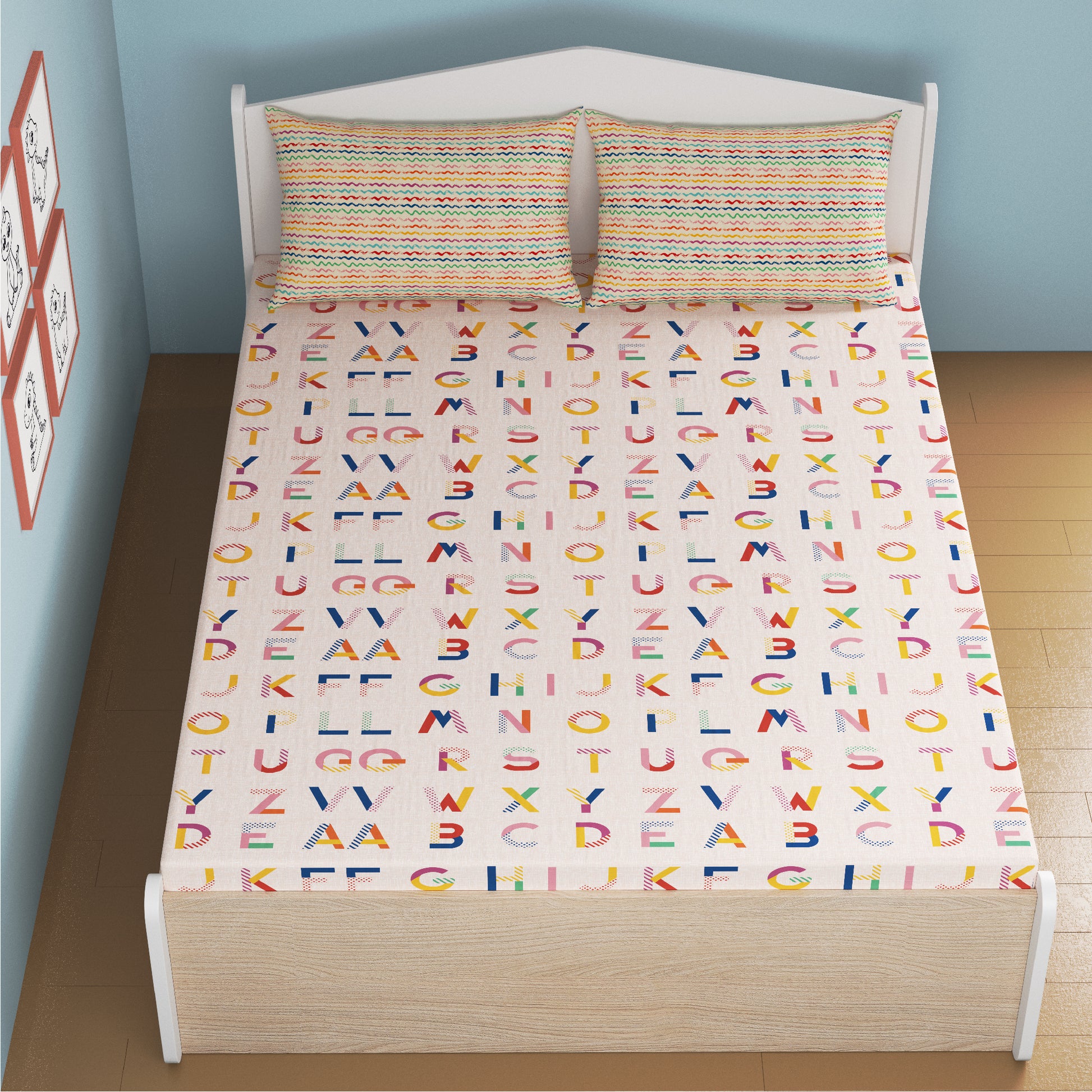 media_gallary Crossword Scrabble Fitted Bedsheet, Queen Size 2