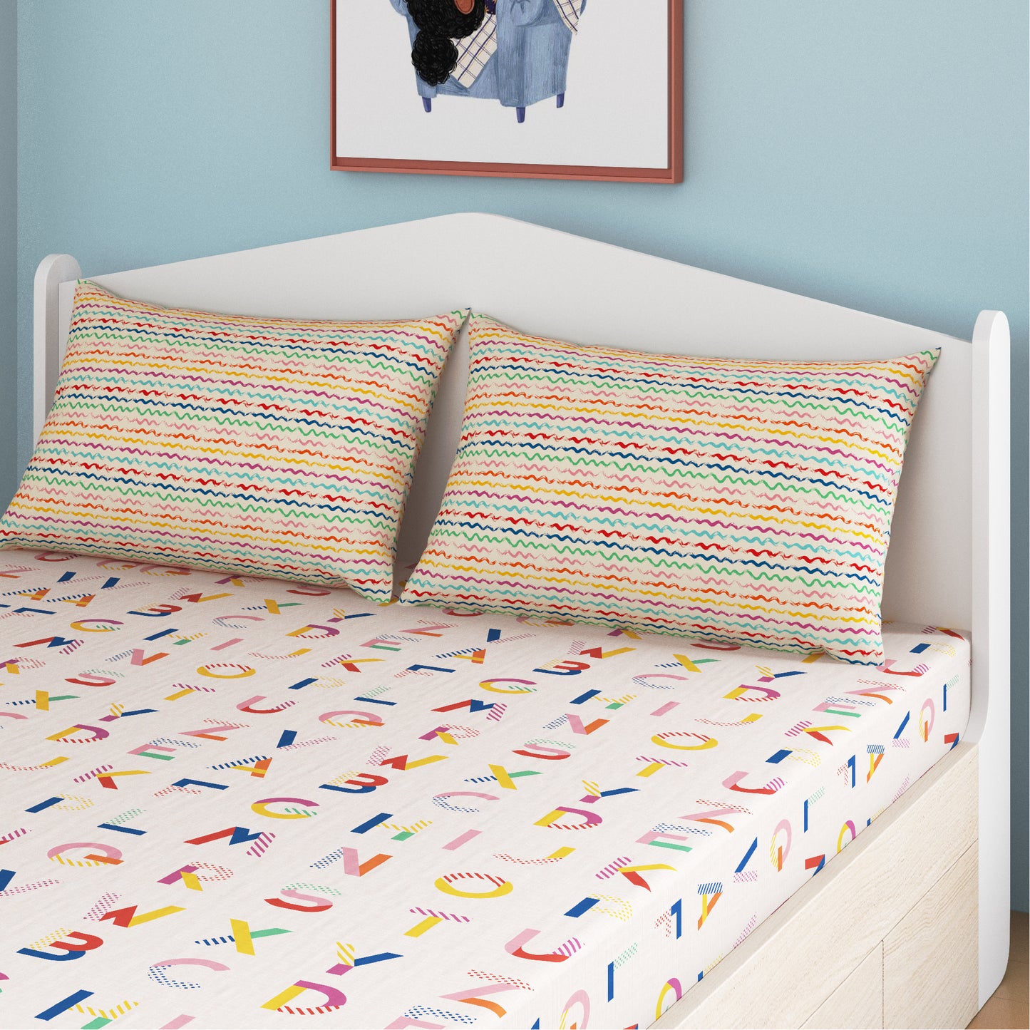 Crossword Scrabble Fitted Bedsheet, Queen Size Smartsters