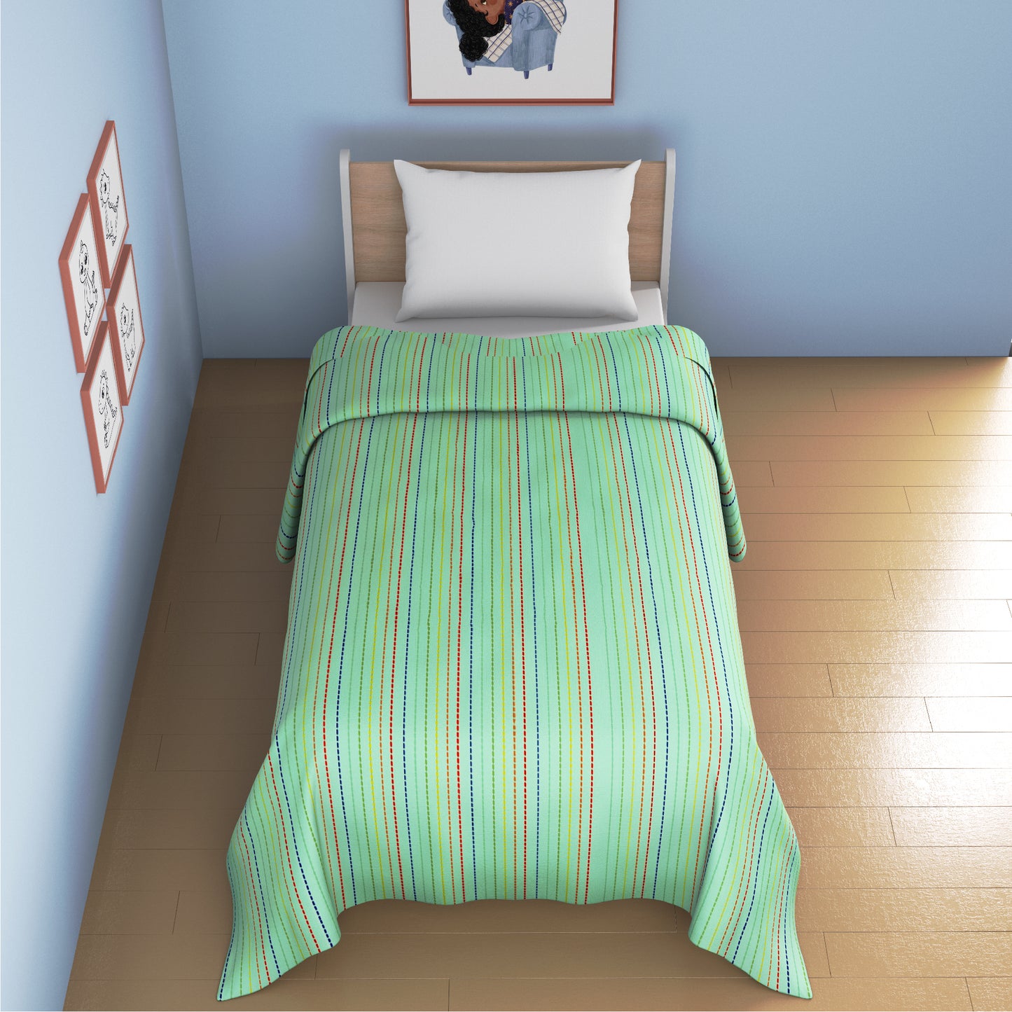 Cursive Lines Coverlet Single Bed Size