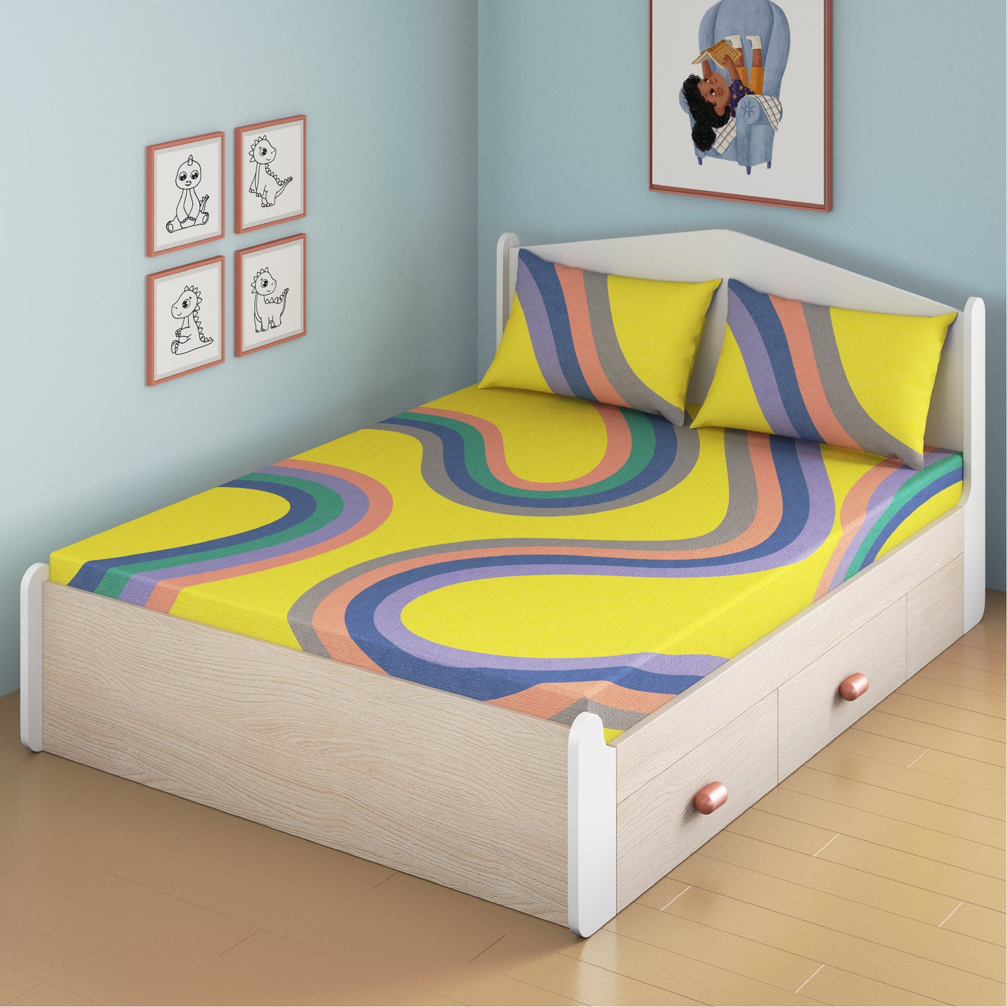 Winding Roads Fitted Bedsheet, Queen Size
