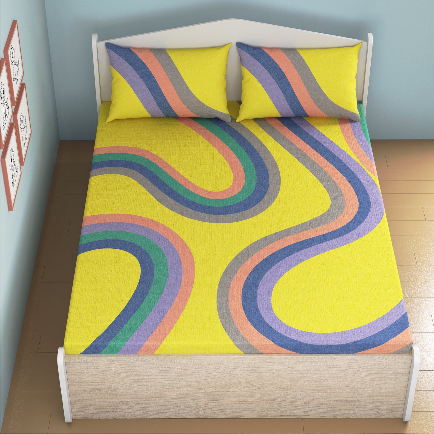 Winding Roads Fitted Bedsheet, Queen Size