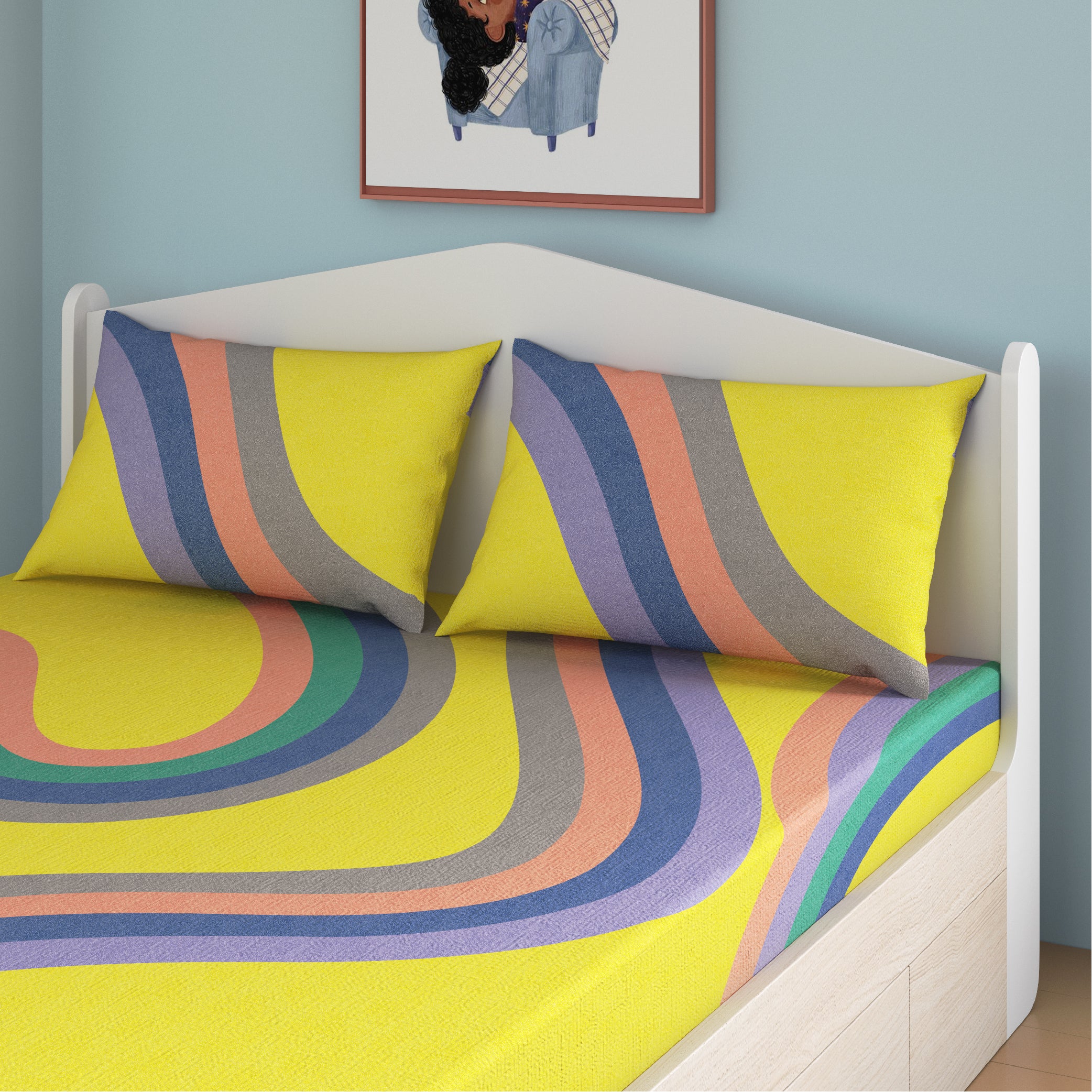 Winding Roads Fitted Bedsheet, Queen Size Smartsters
